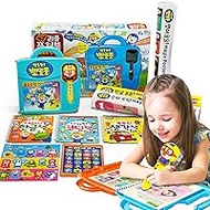 Pororo Learning Toys - Basic Coding, Korean, English, Math, Interactive Educational Read Pen &amp; 3 Books, Gift for Kids Toddler Preschool 2 3 4 5, Travel Toys, Little Future Book, 한글, 뽀로로펜