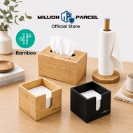 MillionParcel Bamboo Tissue Box Holder | Cocktail Napkin Holder | Kitchen Towel Holder | Paper Towel