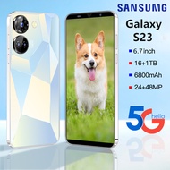 โทรศัพท์ SANSUMG Galaxy S23 โทรศัพท์ราคาถูก เครื่องใหม่ 6.7 นิ้วHD 5G Dual Sim smartphone(Ram16G + 1TB) ถ่ายภาพ ชาร์จไว ชมภาพยนต์เกม หน่วยความจำแฟลชแบบเต็มหน้าจอรองรับลายนิ้วมือสมาร์ทโฟน Face Unlock กล้อง HD มือถือราคาถูก