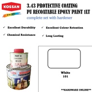 (WHITE) 1LT KOSSAN PAINT PU PAINT EPOXY PU 3.43 FOR METAL/FLOOR/BOAT/TILE