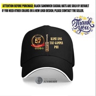 TAU GAMMA PHI 57TH Anniversary Brotherhood Black Baseball Hat, Brothers Together Logo, Free Customiz