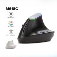 Delux M618C Wireless Vertical Mouse Ergonomic 6 Buttons MAX 1600DPI Optical 3D Mice With RGB light M