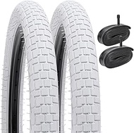 YUNSCM 2-PCS 18" Road Bike Tires 18 x 2.125/57-355 and 18" Heavy Duty Bike Tubes Schrader Valve Comp