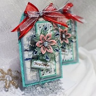 冰晶雪花晶燦綠櫻雪粉紅手工卡片 聖誕裝飾 (客製化 聖誕 情人卡)