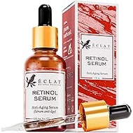 Retinol serum 2.5% concentrate for sensitive skin, pure, 2.5% active ingredient, highly effective anti-ageing serum for face with hyaluronic acid and witch hazel in organic aloe vera and jojoba oil
