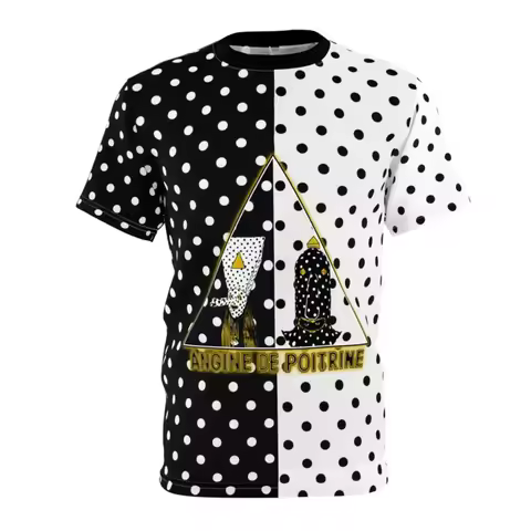 Angine De Poitrine Black And White Polka Dot Band Logo T Shirt Retro Rock Music Graphic Tee Unisex S