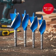 Six Piece Auger Wood Drill Bit Set 1/2 5/8 3/4 7/8 1 1-1/8 Inch Impact Bits 4 Length 1/4 Hex Quick C