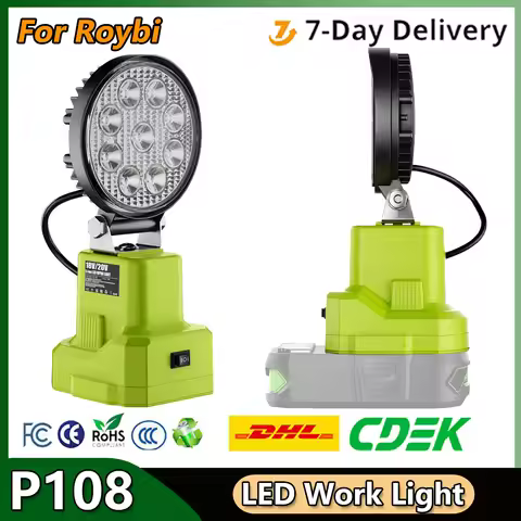 Turpow 27W Work LED Light For Roybi 18V Rechargeable Battery P108 P107 3.0Ah 6.0Ah 9.0Ah Tool Batter
