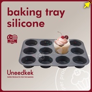 Uneedkek 12 Cavity Baking Muffin Tray Silicone Cupcake Tray