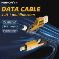 NOHON 4 in 1 Charging Cable Type C USB Multifunction PD Fast Charging Cable 65W For iPhone 15 14 13 For Samsung S23 For Xiaomi