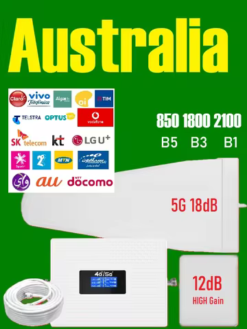 850 1800 2100 B5 B3 B1 3-band Cellular Signal Amplifier Signal Booster 4G 5G AUSTRALIA Repeater TELS