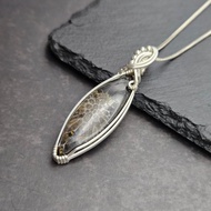 化石珊瑚 銀線吊墜 金屬繞線