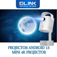 GLINK-PORTABLE ANDROID 13 MINI 4K PROJECTOR WITH REMOTE CONTROL SUP UP TO 140 INCH DUAL BAND