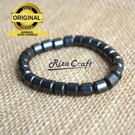 Gelang Kesehatan Pria Wanita Cowok Cewek Batu Akik Hematite Badar Besi Hitam ASLI Alam Natural