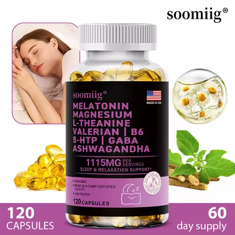 12-in-1 Melatonin 5mg Sleep Capsules 90pcs Vegan, Non-GMO, For Sleep, Stress & Mood Support - Natura