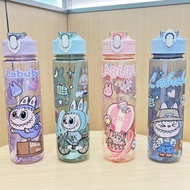 800ml Botol Air Water Bottle Kids Straw Bpa Free Botol Transparent Kawaii Botol Air Labubu Drinking 