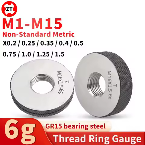 1SET(1*GO+1*NOGO) 6g Accuracy M1-M15 Metric Standard Fine Tooth Thread Ring Gauge Measure X0.2/0.25/