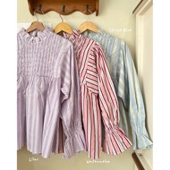 Byvia - Mona Smock Blouse Top Long SleeveWanita, Cool Pattern Material