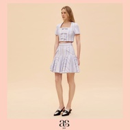 [asv ss24] Alice Flared Skirt กระโปรงผู้หญิง ทรงบาน แต่งกระเป๋าหน้า ผ้าลายทาง
