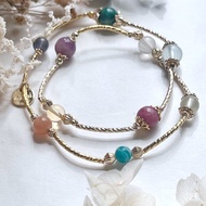 招財開運 孔雀石 橙月光石 薔薇輝石 海藍寶 天然水晶手鏈