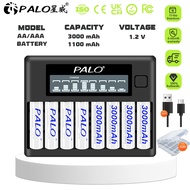 PALO 8 Slot Smart Battery Charger +1.2V AA/AAA battery for AA AAA 1.2V Ni MH 3000mah 1100mah