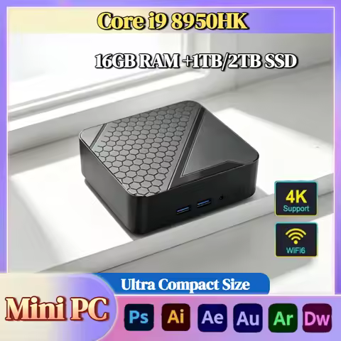 2026 Intel i9 8950HK Mini PC 16GB RAM 1TB NVMe SSD Triple 4K WiFi6 Silent Cooling Office Home Deskto