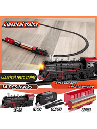 逼真的電動火車軌道玩具套裝,包含古代和高速列車模型