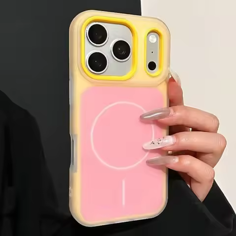 Fashion 2 IN 1 Candy Color Phone Cases For iPhone 17 16 15 Pro Max Magnetic Silicone Soft Cover For 