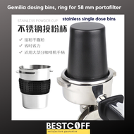 Gemilia dosing bin, dosing ring, anti-fly, coffee powder receiver for 51,58 mm portafilter