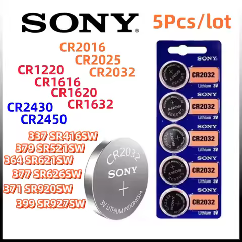 5Pcs SALE SONY CR2032 battery CR2025 CR2016 CR1632 CR1220 CR1620 CR2450 CR2430 371 SR920SW 377 SR626