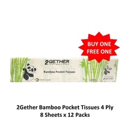 【BUY ONE FREE ONE】2Gether Bamboo Pocket Tissues 4 Ply | 8 Sheets x 12 Packs
