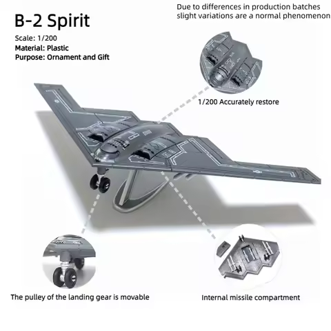 B-2 SPIRIT 1/200 Scale Assembly Plastic Model Airplane (Including Base) Home Placement, Collection a