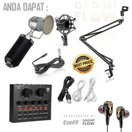 Complete Package MIC BM8000 STAND Microphone BM 8000 SOUNDCARD MIXER V8
