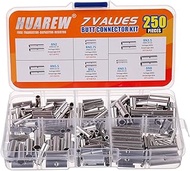 HUAREW 7 Values 250 Pcs 26-22AWG 22-18AWG 22-16AWG 16-14AWG 14-12AWG 12-10AWG 8AWG Electrical Wire S