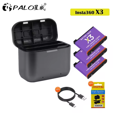 For Insta360 X3 One X 3 Battery 2300mAh for Insta 360 X3 Battery + Dual USB Fast Charger 360 Panoram