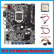 B75 ETH Mining Motherboard 8XPCIE to USB+CPU+4PIN to SATA Cable+SATA Cable+Switch Cable LGA1155 B75 Miner Motherboard