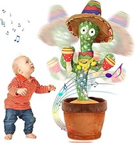 Emoin Talking Cactus Toys Wiggle Dancing Cactus Repeat What You Say Singing Mimicking Cactus Plush Toy with Light Up Electric Shake Toys for Baby Boys and Girls
