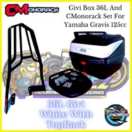 ∈ ◵ ﹊ ( MIO GRAVIS ) 36L GIVI BOX AND CMonorack FOR YAMAHA MIO GRAVIS 125cc