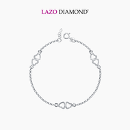 LAZO DIAMOND Double Hearts Chain Bracelet in 9k White Gold