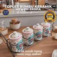 Tempat Bumbu QueenRose Keramik Rak Dapur Set Aesthetic Prasmanan Shabby Chic import mewah