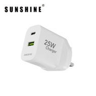 陽光 - MPG-25WH 2埠1C1A插牆式充電器 25W (白色) 適用於iPhone 17