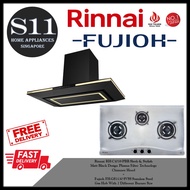 Rinnai RH-C1059-PBR Sleek &amp; Stylish Matt Black Design Plasma Filter Technology  Chimney Hood + Fujioh FH-GS5530 SVSS Stainless Steel Gas Hob With 2 Different Burner Size BUNDLE DEAL - FREE DELIVERY