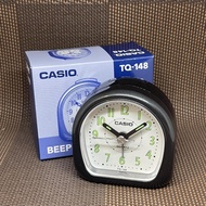 Casio Clock TQ-148-1D Traveler Small Size Black White Analog Beeper Sound Alarm Table Clock TQ-148-1 TQ-148