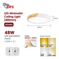 DFS LED Ceiling Light 400MM 48W/72W/96W/120W Tri-tone Wood With Black/White Casing Modern Ceiling No
