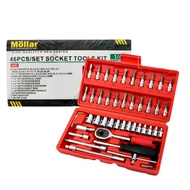 Mollar Socket Wrench Set 46pcs Socket Tools Kit DR 1/ 4" 46 Pcs Ratchet Set