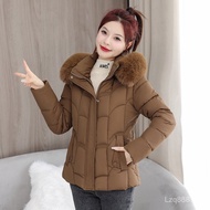 Fur-Collar Down Cotton Jacket for Women - Thick & Slim-Fit Padded Winter Coat