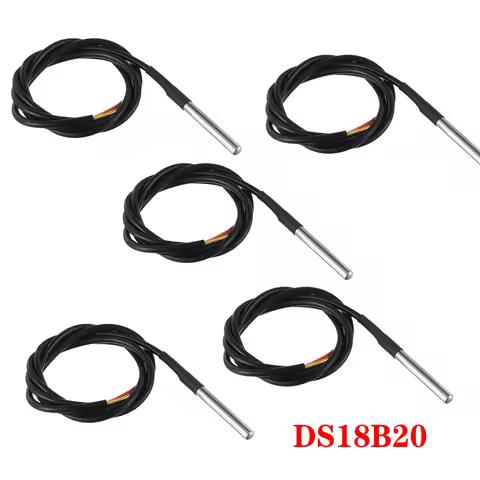 5pcs DS18B20 Temperature Sensor Probe Stainless Steel Package Waterproof 1m