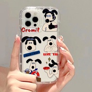 Good case🔥ส่งจากไทยใน24ชม.🔥Airbag Case สำหรับ iPhone 11 15 14 11ProMax 15Pro Max 13 Promax 12 14Pro Max 7 8 Plus XR 7+ 8+ X XS Max TPU Cute Puppy Dog TPU Transparent AirBag Phone Case with phone holder Grip