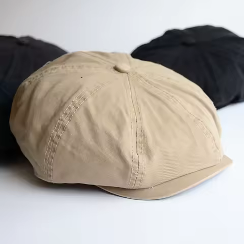 Men Big Head Newsboy Cap Peaky Hat Vintage Casual Cotton Cap Solid Berets England Visor Big Gatsby F