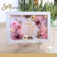 Dowry Money Size 24x34 | Premium Orchid Flower FULL Water Drop Dome Wedding Dowry Frame